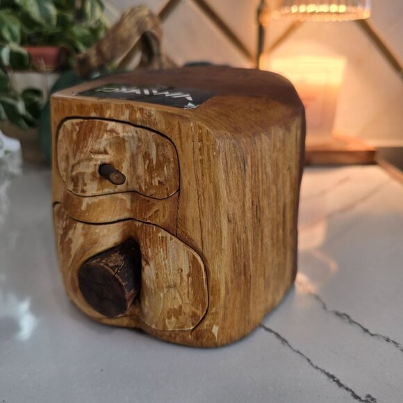 Handcrafted Wooden trinket Jewelry Box With Two Drawers organizer stash box - Picture 2 of 11